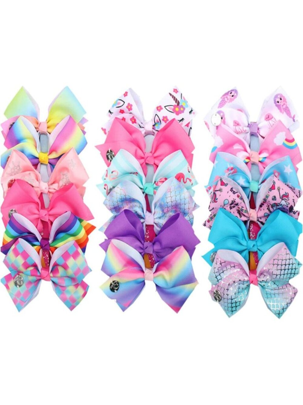 Colorful 18pcs Hair Bows for Girls - Large 5" Alligator Clip Accessories for